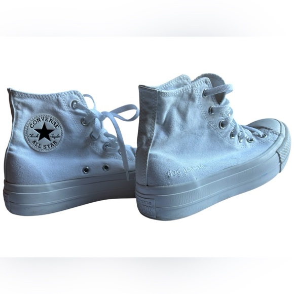 Custom ‘dog person’ Embroidered Converse Women's White HighTop Platform Sneakers - Picture 11 of 13